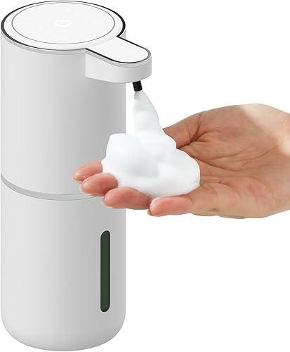 Dispensador automático de jabón  4 engranajes de espuma ajustable, adhesivo montado en la pared  Bomba de jabón recargable para baño y cocina,