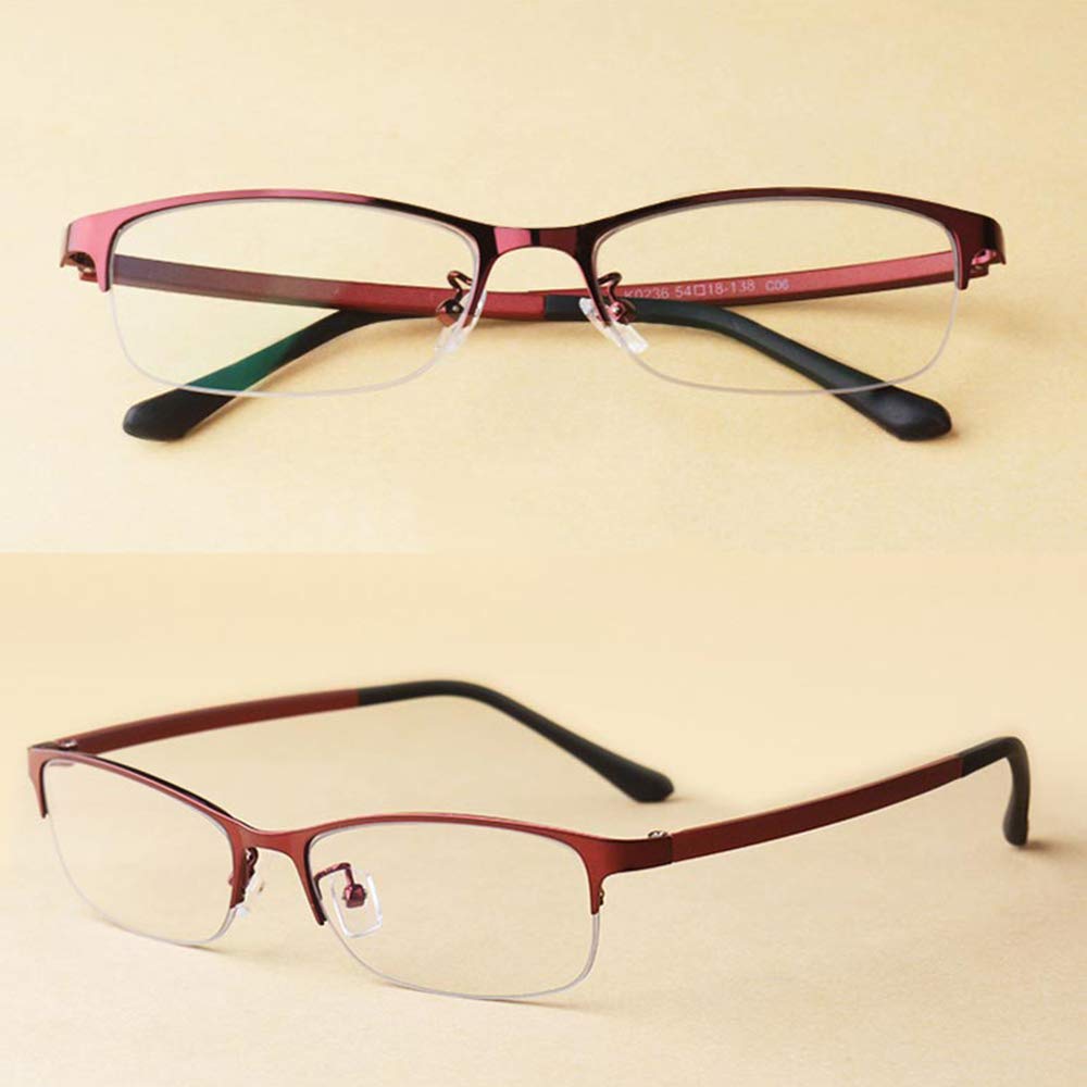 MANG Damen Halbrand Lesebrille Lesehilfe Ultraleichtem TR90 Rahmen Computerbrille Anti Blaulicht Augenoptik Brille (Rot, 2.0