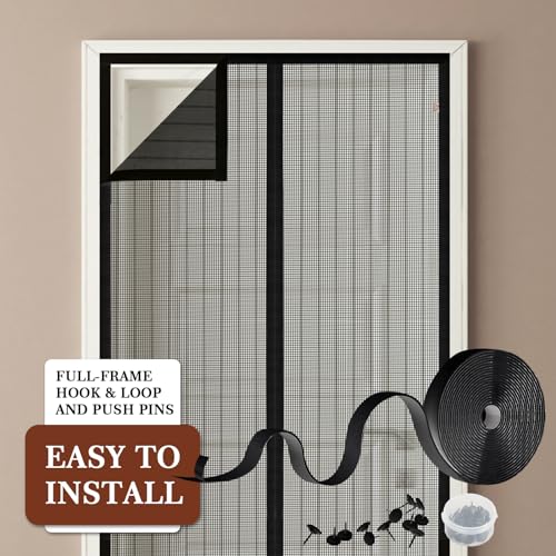 Yotache Magnetic Screen Door Fits 30x80 Inch Doors, Screen Size 32\"x81\", Reinforced Screen Mesh with Full Strip Magnets for Front/Back Patio Single Sliding Door - Thumbnail 6