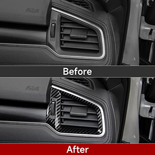 Image of Front Air Vent Outlet Cover Trim Decals for 2016 2017 2018 2019 2020 2021 Honda Civic 10th Gen Accessories ABS Carbon Fiber Stickers