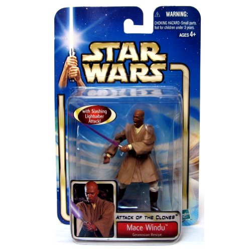 Star Wars, 2002 Saga Collection, Mace Windu (Geonosian Rescue) Action Figure #28, 3.75 Inches