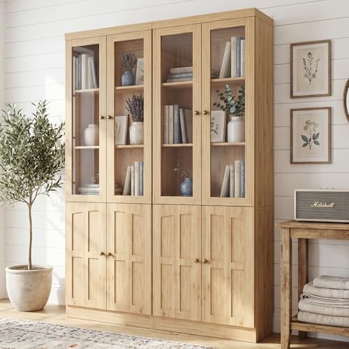 Cyclysio Glass Door Bookcase Set