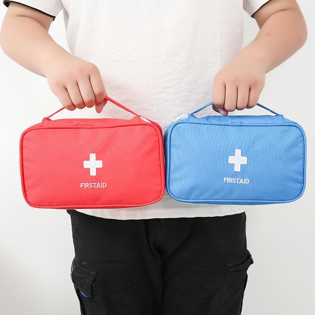 Image of Sumiko First Aid Kit Bag | Medicine Storage Box | Multi-Utility With Handle | Portable & Spacious Emergency Kit Organizer With Mesh Pouch & Elastic Loops | Perfect For Travel Camping Home Gift (Blue)