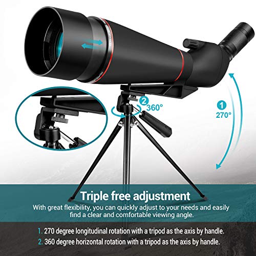 Spotting Scopes 100MM 25-75X HD Monocular Telescope for Bird Watching & Hunting & Target Shooting with Tripod, Phone Adapter, Carrying Bag