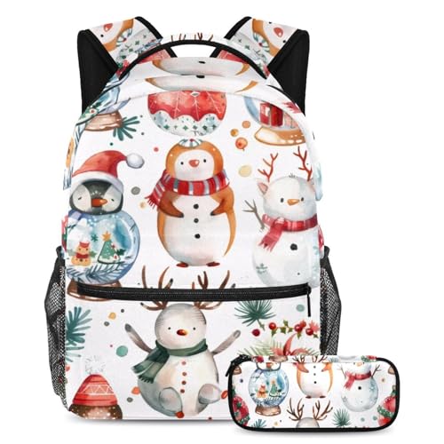 Sac à dos neige 2 pièces avec trousse pour l'école et les voyages des adolescents