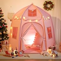 besrey Kids Castle Play Tent with Lights | Indoor Playhouse for Toddlers, Boys & Girls | Princess Fort & Toddler Playhouse | Dream Gift for Christmas, Birthday & Role-Play pink