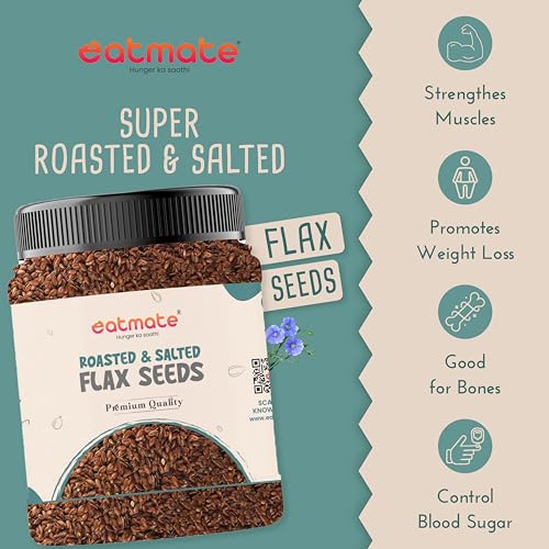 Image of Eatmate Roasted Flax Seeds (Alsi) Pack of 2 | 1 Kg Each Jar | Total 2 Kg | Ready to Eat | Omega-3 Source | High Fiber | Plant Protein | Healthy Snack for Salads, Smoothies & Daily Nutrition