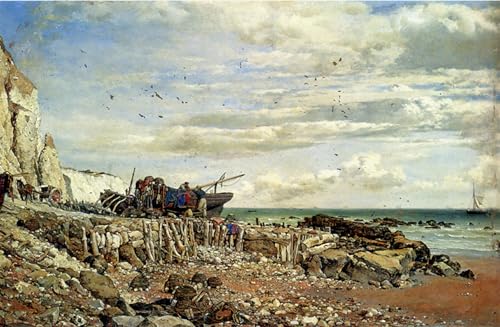 Pintura de el Undercliff en Bonchurch Isle of Wight, cuadro de salón con acabado artístico