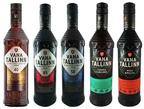 Tallinn Set 5 Flaschen à 500 ML (Toffee Caramel, Coffee Espresso, 35% 45%, 50% – Premium...