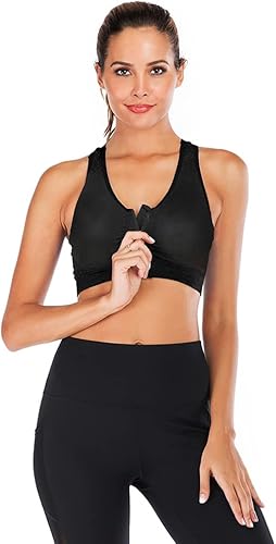 Vista 3 de YEYELE Medium Support and Removable Pad Tank Top Racerback Post Surgery Sports Bras for Women