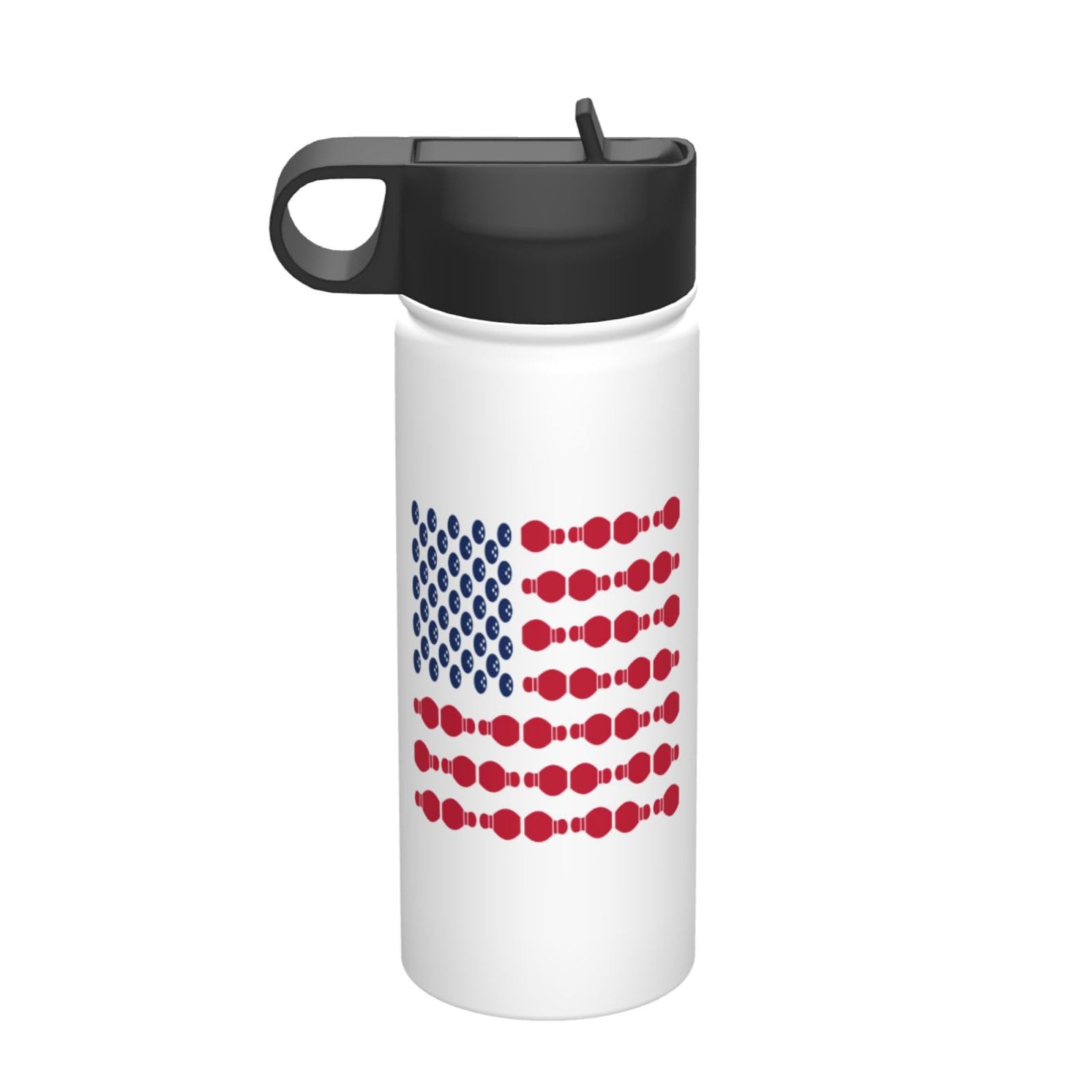 IMEEGIEN Bowling Usa Fla Water Bottle With Straw 18oz Insulated Stainless Steel Sports Bottle For Fitness Gym Camping Outdoor Sports