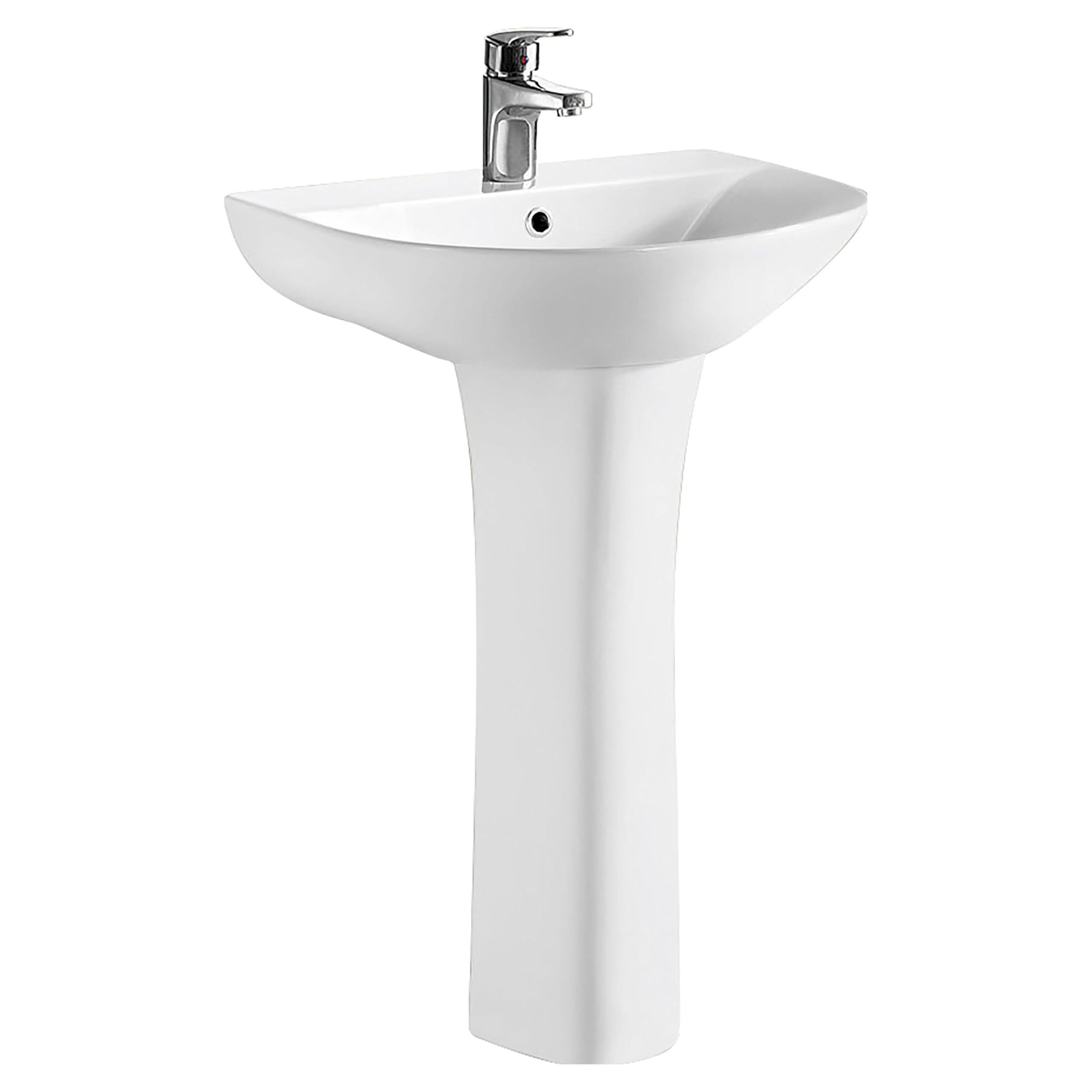 Balterley Quinn 1 Tap Hole Round Ceramic Basin With Full Pedestal Â 560Mm, Vitreous China, Pre-Drilled, Bcqu300 5056211840480