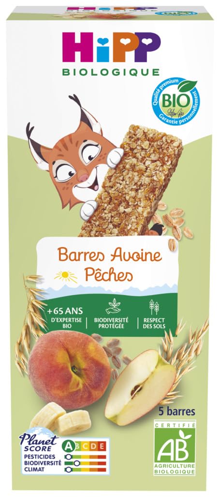 HiPP - Barres Avoine Pêches - Boîte 100 g - BIOLOGIQUE