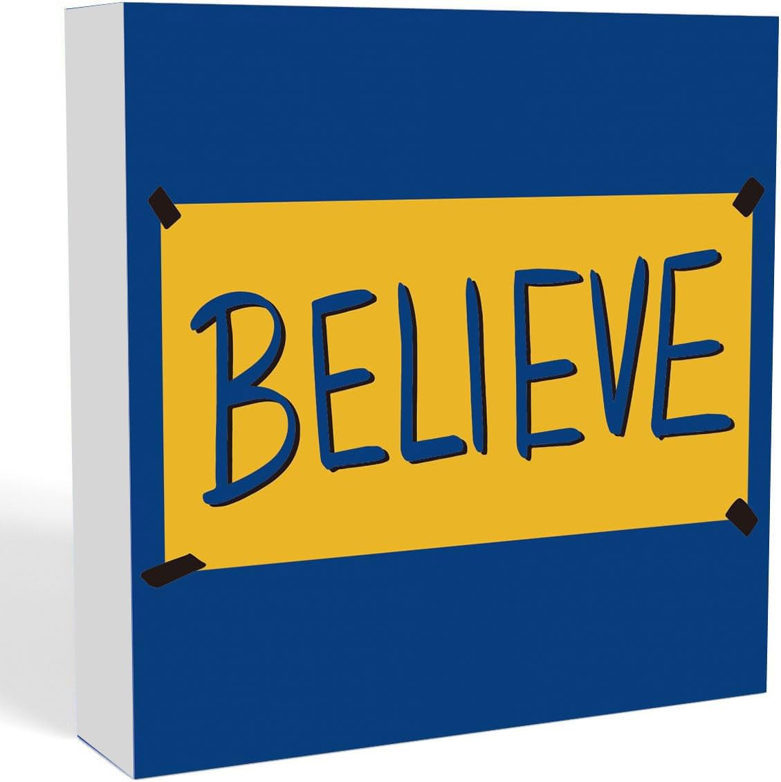 Pilipalala Box 159 Believe Sign Ted Gift Lasso Tv Show Decor Home Office Desk Bedroom Cubicle Shelf Decor Soccer Football Coach Gifts For Ted Fans Lasso 7 X 7 Inch