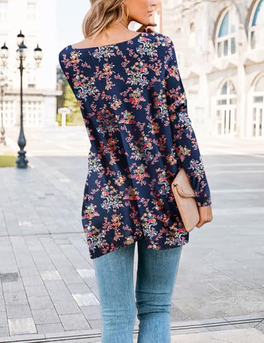 Image of YESNO Women Graphic Oversized Pullover Sweaters Printed Casual Boat Neck Sweater Long Sleeve Knit Tops S05