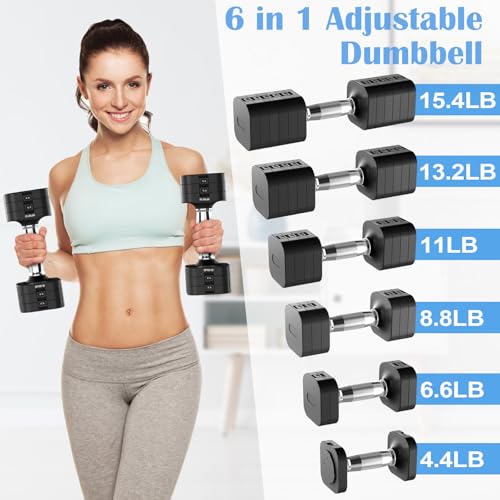 Image of Hezeyferg Adjustable Dumbbell Set,Adjustable Weight Dumbbells for Women /Men | 17.6LB /22LB /26.4LB /30.8LB for Choices, with Multiple Levels, Hand Weights Sets for Home Gym Full Body Workout