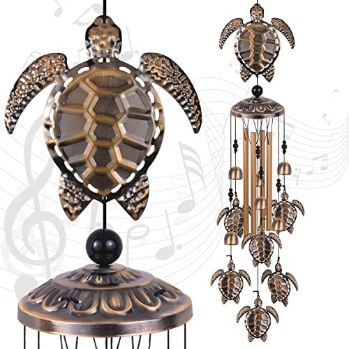 Solawindchime Outdoor Sea Turtle Wind Chimes, Turtle Bronze Wind Chimes, Gift Wind Chime, Sea Turtle Wind Bell, Gifts for Women, for Home, Garden, Indoor, Outdoor Decoration, Garden Wind Chime