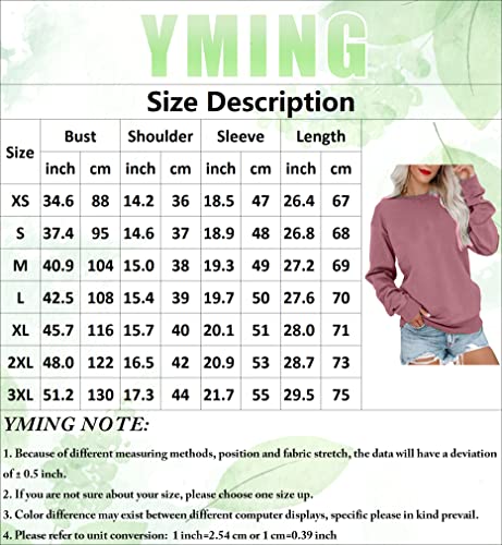 Yming Womens Scoop Neck Long Sleeve Sweatshirts Casual Loose Fit Pullovers Tops Oversized Plain Shirts White L #TOP5