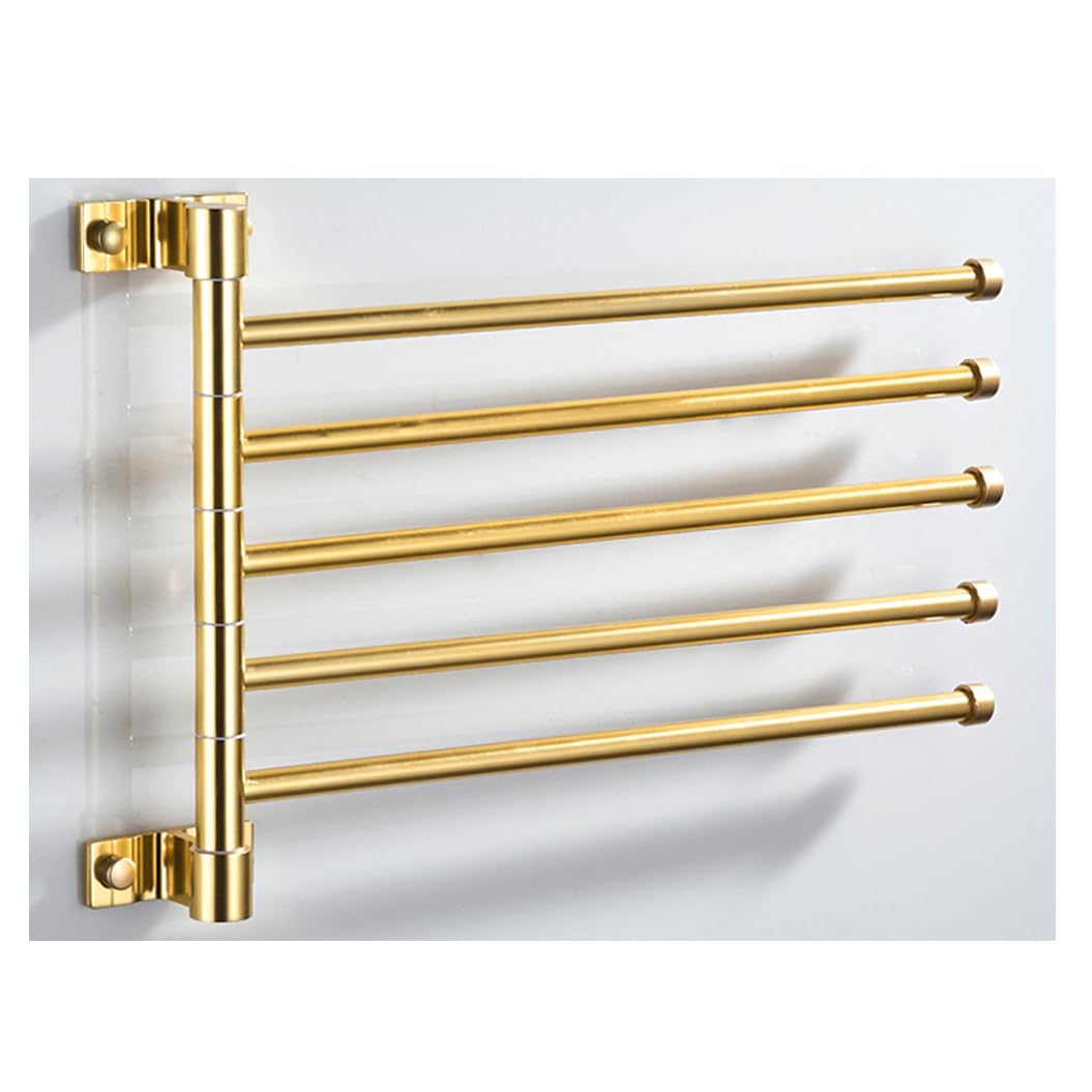 Toallero de Barra Dorado abatible para baño, toallero de Pared, toallero de Metal con Brazo Plegable y Giratorio, Organizador de baño B-5bar