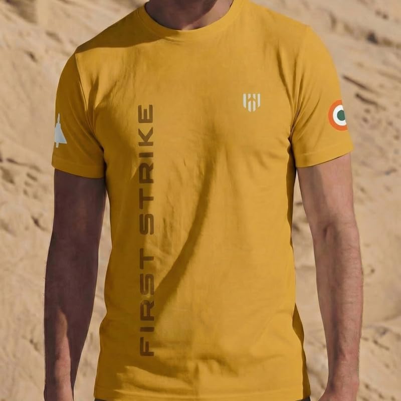 Image of Deployed First Strike Signature Luxesoft Cotton T-Shirt | Army t Shirt for Men | Military | Commando | t Shirts | Round Neck | Half Sleeve | Regular Fit | Black