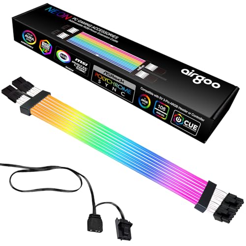 Cable ARGB GPU con iluminación direccionable airgoo Strimer S2 dual 8 pines para PC