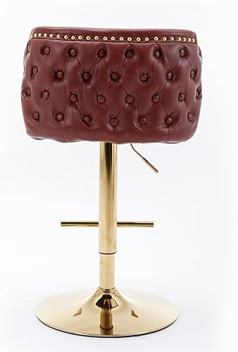 Miniatura 6 de Juego de 2 taburetes de bar giratorios de altura de mostrador, modernos taburetes de bar tapizados de poliuretano con respaldo copetudo y bordes de