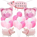 Schwein-Geburtstags-Partydekorations-Kit: Dieses Schwein-Geburtstags-Party-Set ist ideal für Geburtstagsfeierdekorationen auf Schweinemotiv, Mädchengeburtstagsfeier, besonders für nette Schweinliebhaber, oder für Leute, die eine Schweinemotivparty wünschen.