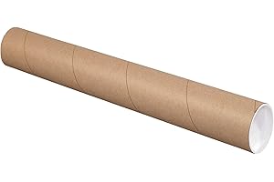 BOX USA Cardboard Mailing Tubes with Caps, 36"L x 3"W x 3"H