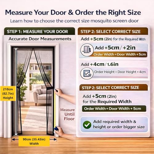 Image of Polyester Magnetic Mosquito Net for Door 210 * 100cm | Mosquito Curtain for All Types & Sizes Door Nets for Mosquitoes Auto-Closing Insect Screen to Keep Mosquitoes Out Black (1, Black, 210 * 90cm)