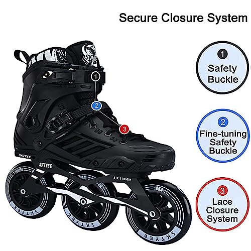 3 Wheels Inline Skates For Men Women, Professional Roller Skates For Male Female,High Performance Adult Speed Skates With 110Mm Wheels Black #TOP3