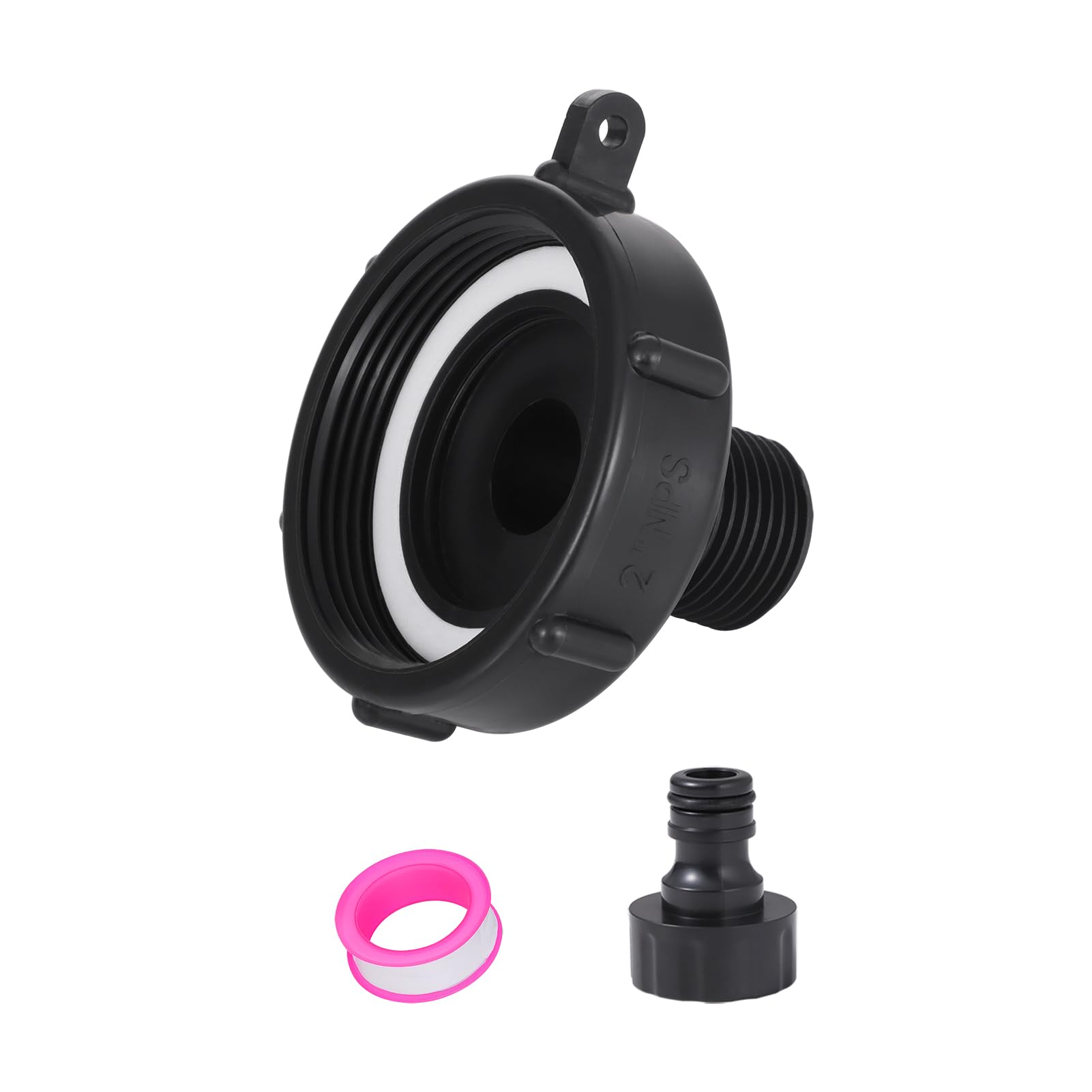 walkinginrain 275 330 Gallon IBC Tote Water Fitting Adapter, IBC Tote Tank Food Grade Drain Adapter, 2.44" Fine Threads X 3/4" Garden Hose Male