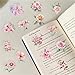 Pink Flower Stickers Love Stickers Pack 50PCS, Icicrim Beautiful Flowers Stickers for Water Bottles Laptop Luggage Phone Waterproof Vinyl Romantic Decals Gifts for Girls Women