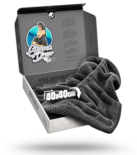 Nuke Guys Gamma Dryer S | Ultra saugstarkes handliches Trockentuch 1400 GSM grau 40x40cm | Fusselfrei abgerundete sanfte Fasern kratzerfrei | Premium Mikrofasertuch für Auto Motorrad Fahrrad