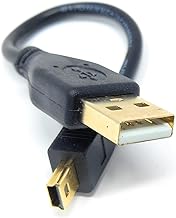DRUT 15cm short Mini USB to USB 24AWG 2.0 Hi-Speed 2.0 A-Male to Mini-B 5pin Cable Power & Data Lead 0.5ft Black Gold Connectors