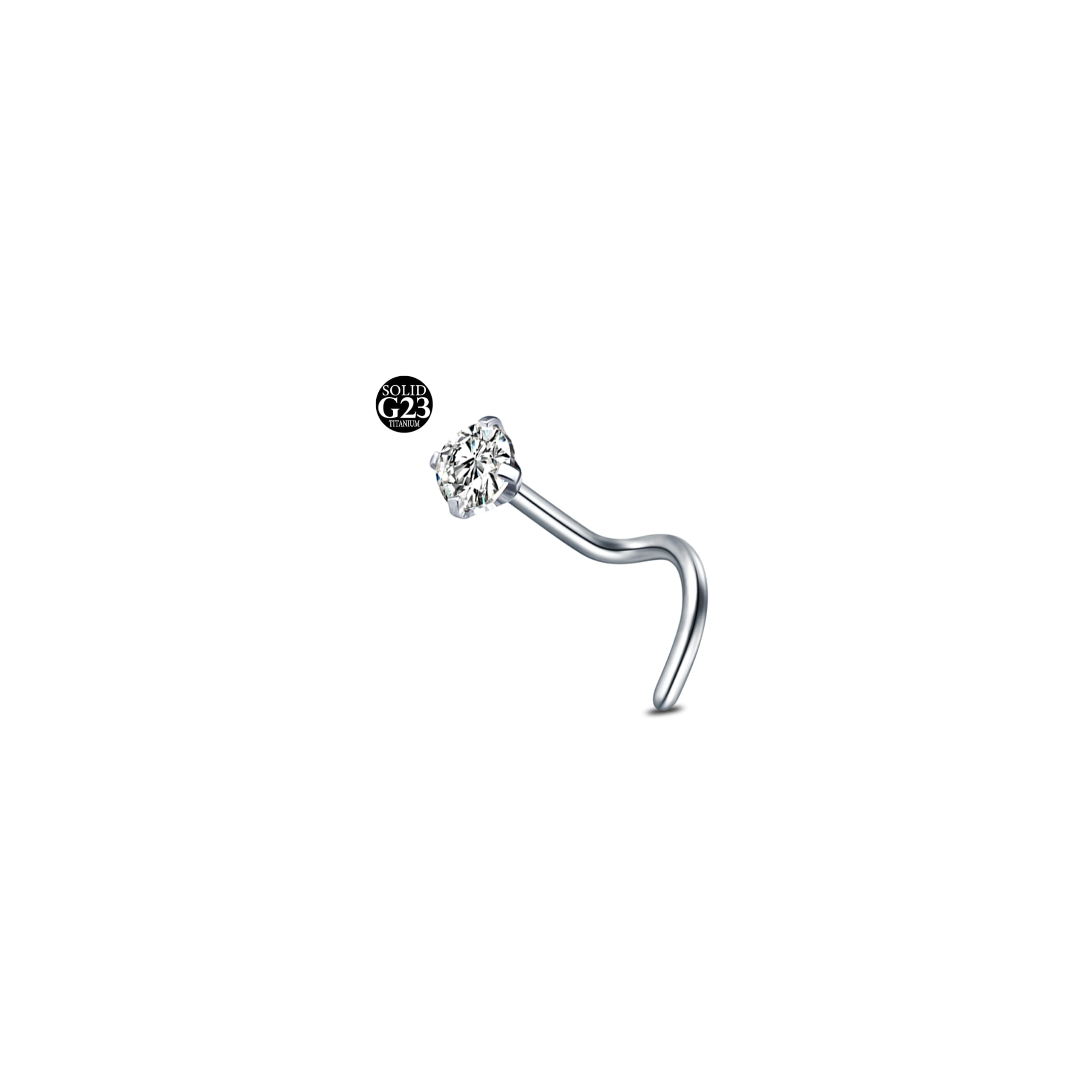 AceFun 20G piercing nariz titanio plata 1 forma G23 plata recta Piercing nariz Joyería para Mujeres Hombres plata circonio cúbico diamantes 1.5mm 2mm 2.5mm 3mm — view 14