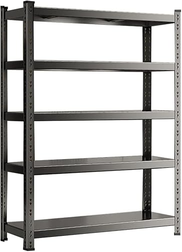 Estantería de garaje de 5 niveles, estante ajustable de 2000 libras, capacidad de peso, estante de almacenamiento, estantería de metal resistente (A