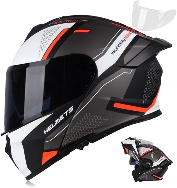 Uchoose Uchoose Modular Motorcycle Helmet Flip Up Full Face, DOT Approved Motorcycle Helmets for Men and Women, Dual Visor with Extra Clear Shield,