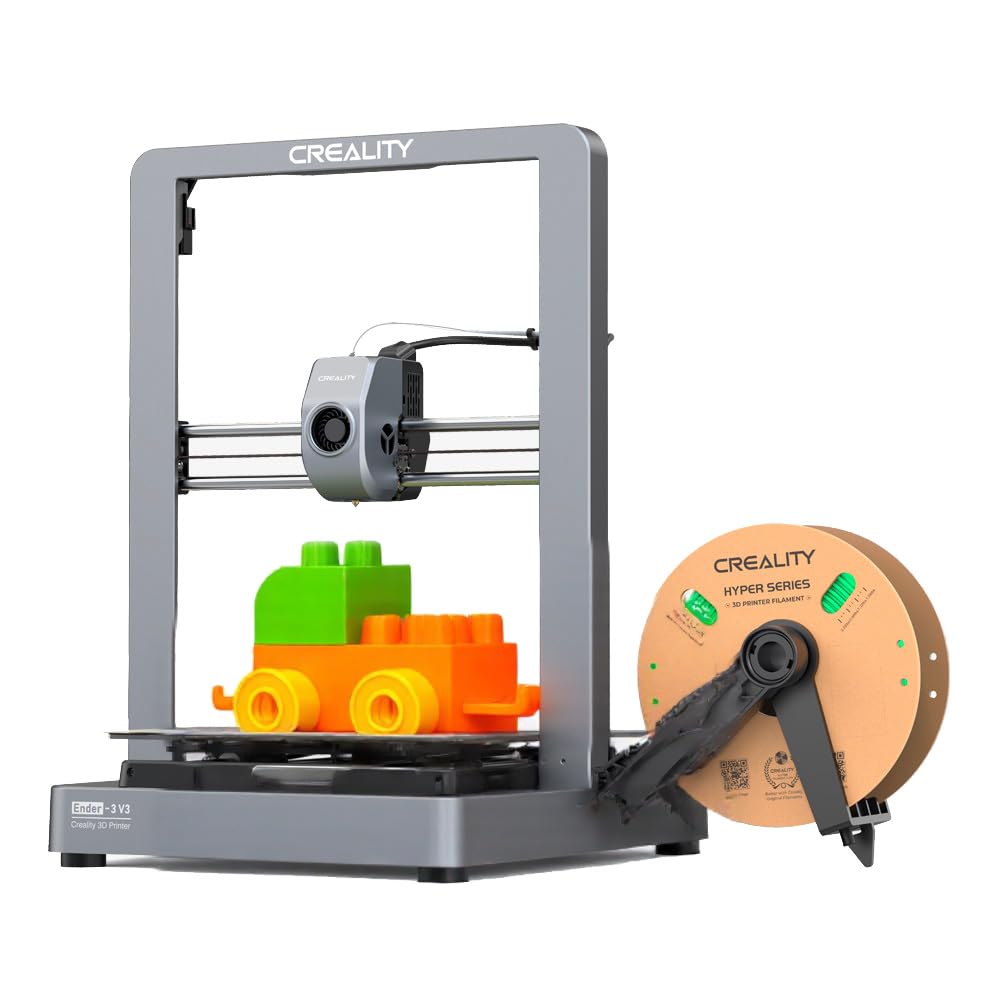 Creality Ender-3 V3 3D Printer, 600mm/s Ultra-Fast Printing with Auto-Leveling, 300°C Hotend for PLA/ABS/TPU/CF, Plug & Play DIY Kit, Large Build Volume 220x220x250mm
