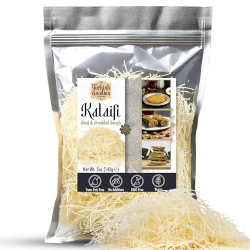 Kataifi Shredded Fillo Dough 5oz – Authentic Kadayif for Knafeh, Kanafeh, Kunefe, Pistachio Bars, Baklava, and Gourmet Dessert Recipes