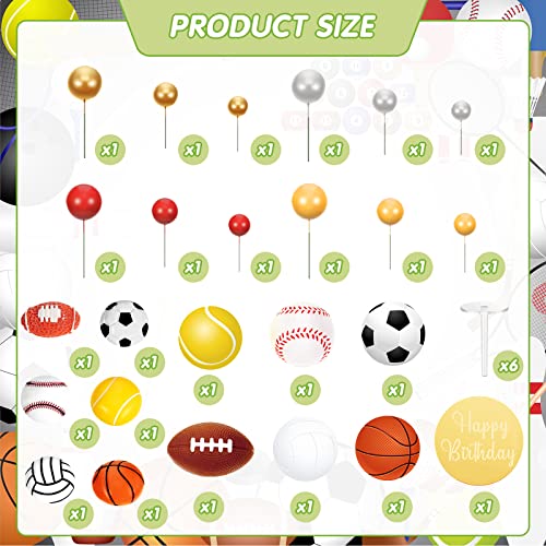 31 Pcs Sports Cake Toppers Sports Cake Decorations Football Basketball Soccer Ball Tennis Volleyball Baseball Cupcake Toppers For Boys Kids Men Sports Themed Birthday Party Supplies Decor #TOP3
