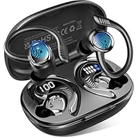 Bluetooth Kopfhörer Sport, 2025 In Ear Kopfhörer Kabellos Bluetooth 5.4 mit 6D Stereo/4 ENC Mic, 50H Noise Cancelling Ear buds, Over-Ear Sportkopfhörer mit Ohrhaken, IP7 Wasserdicht Ohrhörer für Sport