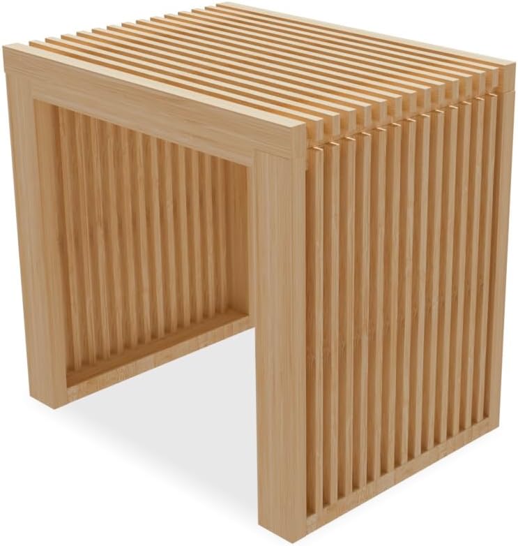 APRTAT Bamboo Dining Bench Indoor Small Bench Entryway Shoe Rack Bench,Outdoor Modern Wood Benches 17 Inch for Living Room Hallway Bedroom Bathroom Nature Small