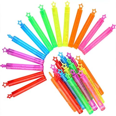 Laxdacee 28 Pack Mini Bubble Wand Set(7 Colour), Punertoy Party Favor Summer Toy for Kids Party, Celebrations, Birthdays, Gift Cover