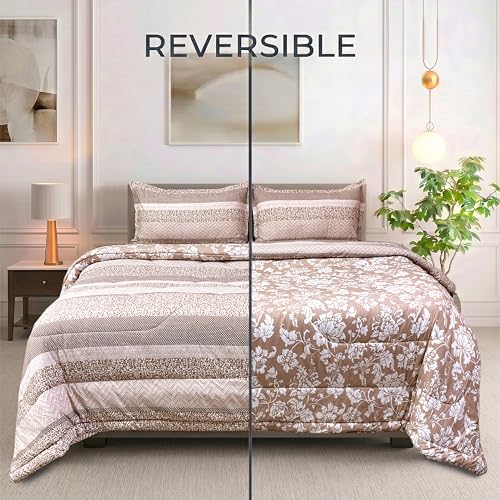 Image of Signature Reversible Super Soft Double Bed Comforter /Quilt Set 350GSM 88x90 inches, and Fitted Elastic Bed Sheet with Pillow Covers (Sunny Day, Comforter Set)