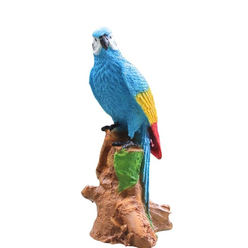 Wonderland Vibrant Blue and Gold Macaw Parrot Garden Statue | Realistic Tropical Bird Sculpture on Tree Stump | Indoor/Outdoor Resin Decor-image-15