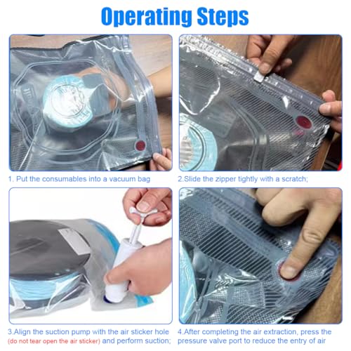Image of Serplex 3D Printer Filament Storage Kit, 10PCS Vacuum Seal Bags 32x34cm, 4 Sealing Clips, 10 Humidity Indicator Cards & Hand Pump with Built-In Filter, Moisture-Proof Filament Maintenance Supplies