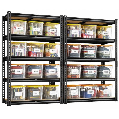 REIBII 2 Pack Storage Shelves,5 Tier Heavy Duty Garage Shelving,Adjustable