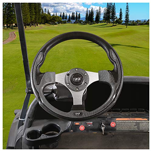 10L0L Golf Cart Steering Wheel For Ezgo Txt/Rxv/Valor, Club Car Ds/Precedent/Onward/Tempo And Yamaha Golf Carts, Carbon Fibre #TOP4