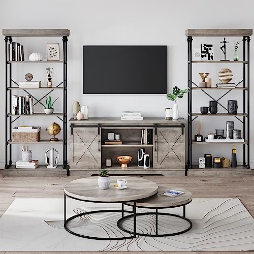 GarveeHome 6 Tier Bookshelf Industrial Bookcase Wood Tall Standing Bookshelves Wood Vintage Display Rack Rustic Bookshelf