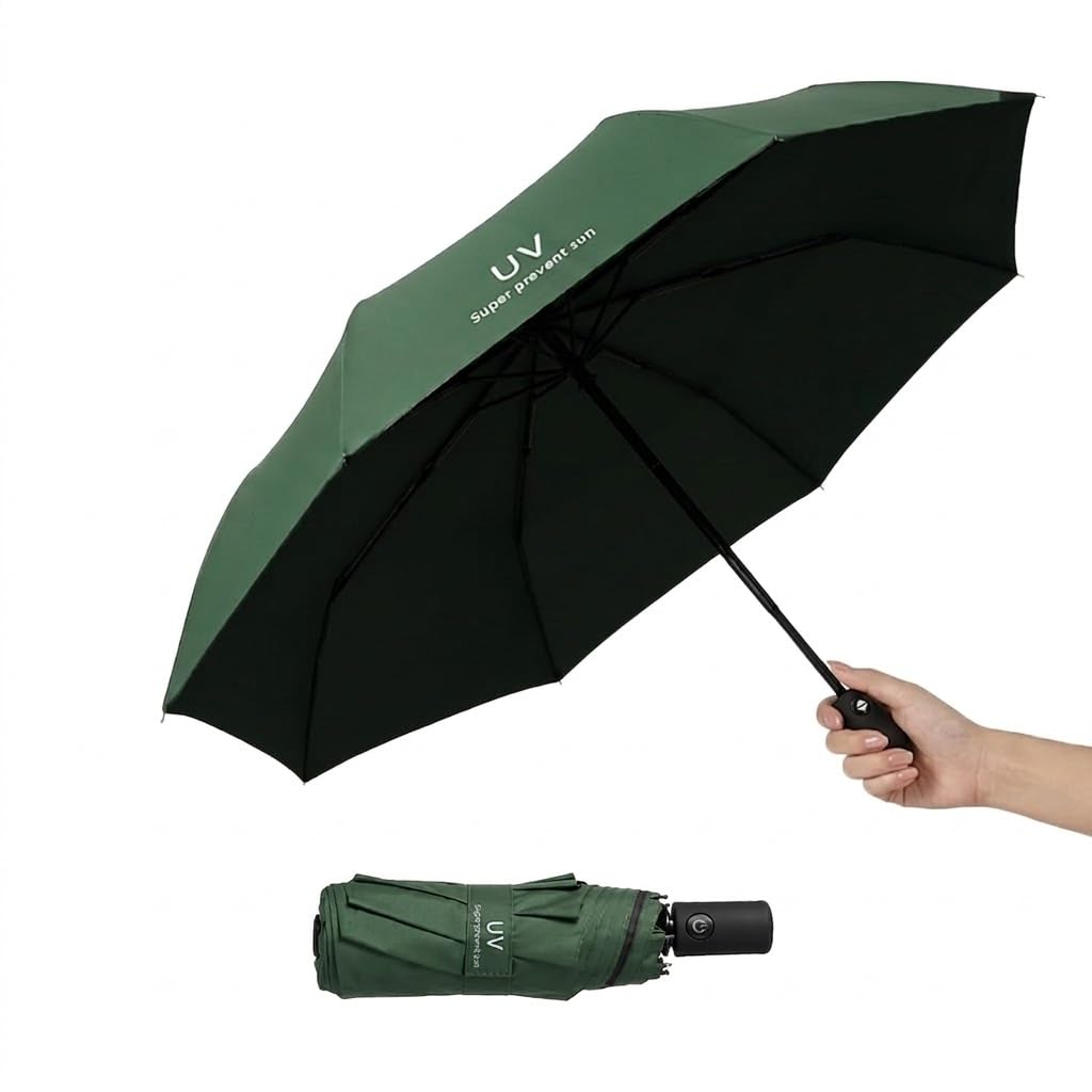 UV Umbrella for Sun & Rain – Auto Open/Close | Windproof | Travel-Friendly 3-Fold Design | SPF Coated | Big Canopy, Easy to Carry (BLACK)-image-42